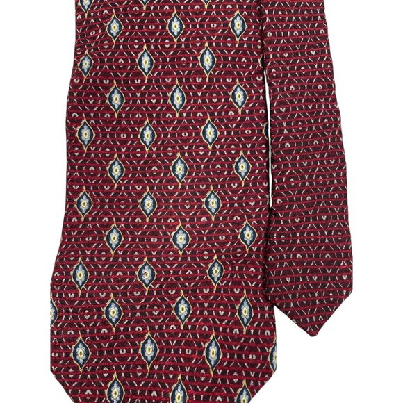 Nautica Silk Tie Geometric Burgundy Red Blue Gray - Picture 3 of 6